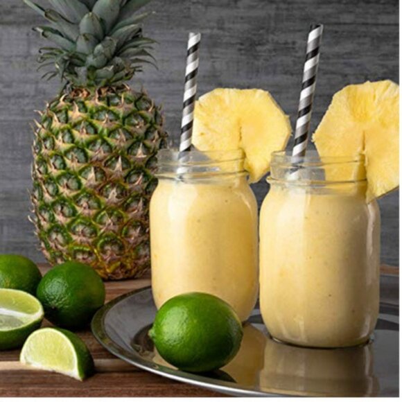 Black & Grey Pinstripe wide Party straws - Picture 2 of 8